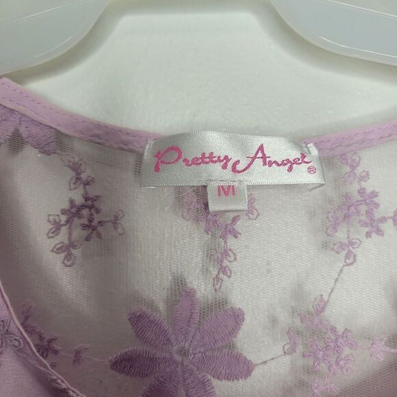 Pretty Angel pink purple pastel lace eyelet fairy y2k cute mesh top size medium - Picture 4 of 8